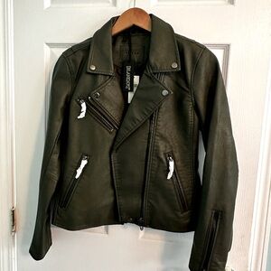 NWT BLANKNYC faux leather moto jacket size medium - warm greenish color